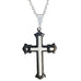 Powerful Mens Stainless Steel Cross Necklace Pendant (Black,  Silver,  21" inches Chain)