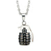 Stainless Steel Grenade Pendant Military Style Mens Necklace (Silver) 21 inches Chain