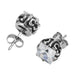 Vintage Men's Stud Earrings Stainless Steel Rectangular Cubic Zirconia, (Silver,  Black,  Clear CZ)