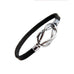 Stylish Black Leather Bracelet Stainless Steel Jewelry for Women & Men
