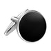 Formal Black Cufflinks with Shiny Stainless Steel Silver Trimming