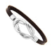 Stylish Black Leather Bracelet Stainless Steel Jewelry for Women & Men