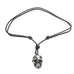 Men's Vintage Biker Style Skull Adjustable Black Genuine Leather Necklace