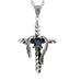 Vintage Royalty Cross Stainless Steel Black Cubic Zirconia Necklace Pendant (Silver,  21 inch Chain)