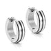 Men's 316L Stainless Steel Two Tone Hoop Huggie Earrings with Black IP 10mm