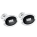 Unique Mens Stainless Steel Cufflinks Oval Cubic Zirconia Eye Cuff Links (Black)