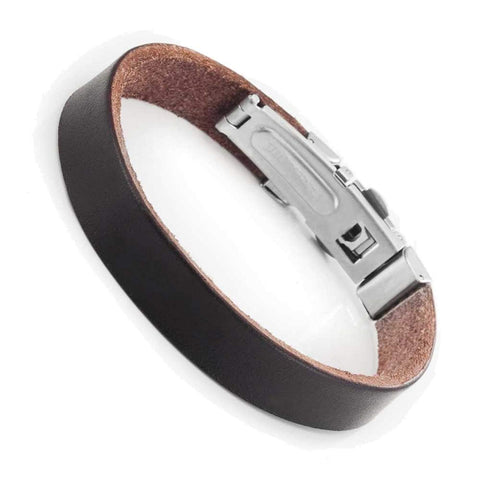 Unisex New York Style Genuine Leather Bracelet Cuff Wrist By  (Brown or Black)