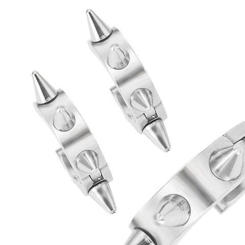 Cool Stainless Steel Men's Spike Punk Huggie Hoop Earrings (10mm,  Silver)