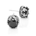 Vintage Royal Crown Mens Stud Earrings Stainless Steel Silver Black Cubic Zirconia
