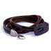 Deep Coffee Leather Wrap Cuff Men's Genuine Bracelet with Metal Hook Clasp (Brown)