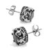 Vintage Royal Crown Mens Stud Earrings Stainless Steel Silver Black Cubic Zirconia