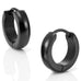 Mens Black Stainless Steel Hinged Hoop Earrings 10mm