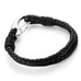 Braided Black Genuine Leather Bracelet with Locking Stainless Steel Clasp (Black,  Silver,  Length 8")
