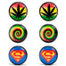 Mens Stainless Steel Stud Earrings 3 Pairs Set with Acrylic Hemp,  Rasta Swirl & Superman Designs