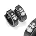 Stainless Steel Cross Design Huggie Hoop Earrings - Various Designs,  Black,  10mm