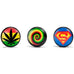 Mens Stainless Steel Stud Earrings 3 Pairs Set with Acrylic Hemp,  Rasta Swirl & Superman Designs