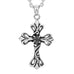 Vintage Royalty Celtic Shield Cross Necklace Pendant,  Cubic Zirconia Silver Black