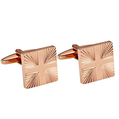 Shiny Bronze Toned Stainless Steel Mens Formal Cufflinks with Abstract Cross Pattern