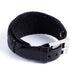 Elegant Coal Black Cuff Genuine Leather Bracelet for Men (Metal Buckle Clasp)