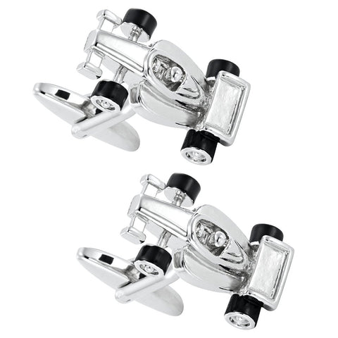 Formula One F1 Race Car Style Mens Stainless Steel Cufflinks (Black,  Silver)