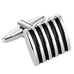 Black Enamel Striped on Stainless Steel Cufflinks for Men