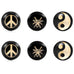 Mens Stainless Steel Stud Earrings 3 Pairs Set with 8mm Peace,  Yin & Yang & Spider Symbol Designs