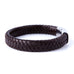 Men's Deep Brown Braided Genuine Leather Cuff Bracelet with Elegant 316L Stainless Steel Clasp