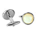 Unique 316L Stainless Steel Men's Round Cufflinks with Real Shell (Silver)