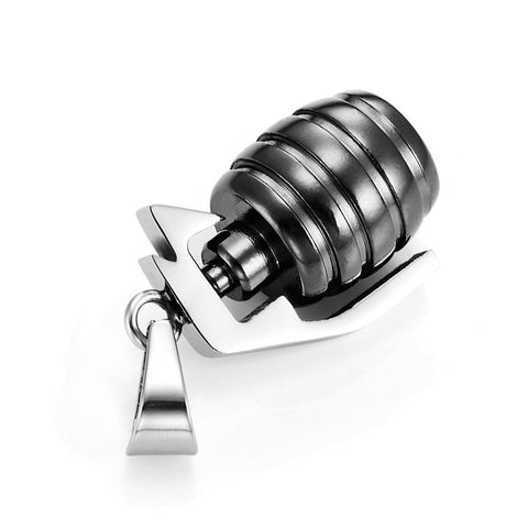 Stainless Steel Grenade Pendant Military Style Mens Necklace (Silver) 21 inches Chain