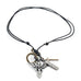 Vintage Royalty Angel's Wing Shield Cross Men's Leather Necklace