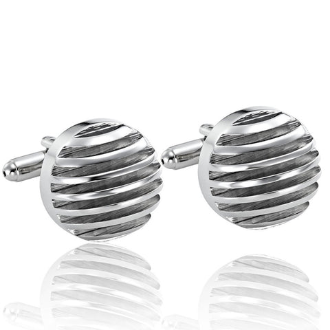 Powerful 316L Stainless Steel Silver Half-Sphere Mens Cufflinks Cuff Links