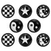 Mens 4 Pairs Stainless Steel Stud Earrings Set with Star,  Swirl,  Checkered & Yin & Yang Designs