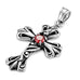 Vintage Royalty Celtic Shield Cross Necklace Cubic Zirconia Pendant (Silver Red)