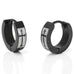 Men's 316L Stainless Steel Black Hoop Huggie Earrings with Gothic Medieval Cross 10mm