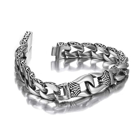 Amazing Stainless Steel Men's link Bracelet Silver Black 9 Inch