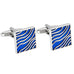 Cool Cufflinks for Men Blue Waves Enamel Design on Stainless Steel