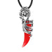Tribal Wolf Stainless Steel Mens Necklace Pendant 19" Leather Chain (Silver Red)