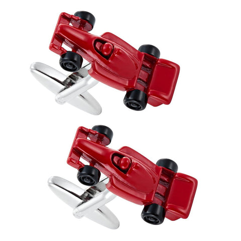 Formula One F1 Race Car Style Mens Stainless Steel Red Cufflinks