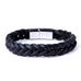 Unique Braided Black Cuff Leather Bracelet for Men with Elegant Stainless Steel Clasp