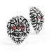 Masculine Men's Stud Earrings Stainless Steel Skull Earrings (Silver,  Black,  Red)