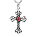 Vintage Royalty Celtic Shield Cross Necklace Cubic Zirconia Pendant (Silver Red)