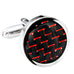 Titanium Men's Cufflinks Black & Red Carbon Fiber Round Polished