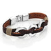 Chic Braided Brown Genuine Leather Bracelet with Stainless Steel Silver 8" (New Secure Clasp)