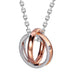 His & Hers Couples Engraved Double Ring Pendant Necklace