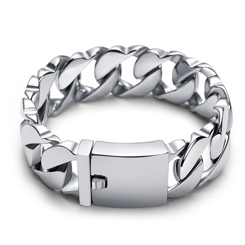 Massive 316L Stainless Steel Silver  Link Chain Bracelet 8.3 Inches