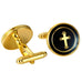 Golden & Black Cross 316L Stainless Steel Round Cufflinks for Men