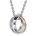 His & Hers Couples Engraved Double Ring Pendant Necklace