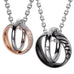 His & Hers Couples Engraved Double Ring Pendant Necklace
