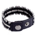 Unusual Genuine Leather & Metal Cuff Men's Bracelet by (Black,  Silver)