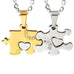 Just for You 2pcs His & Hers Puzzle Heart Couples Crystal Pendant Necklace Set with 19" & 21" Chains